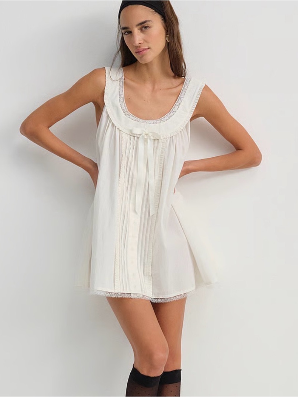 NWT (M) For Love & Lemons Venetia, retro cotton sleep shirt / chemise / dress